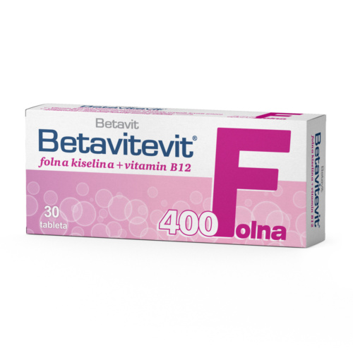 Betavitevit Folna 400, folna kiselina i vitamin B12, tablete a30