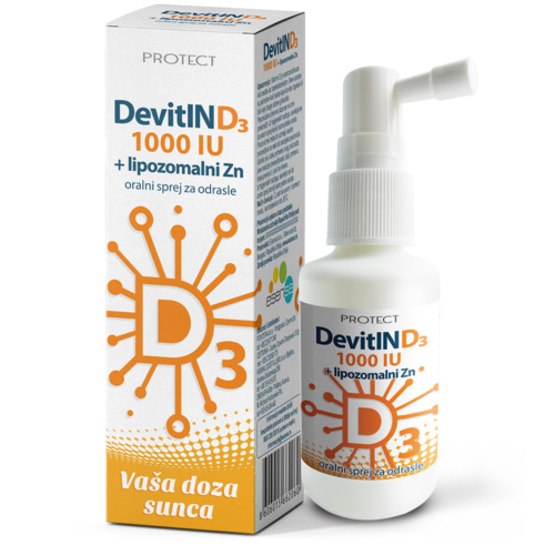 DevitIN D3 1000 МЕ + липосомальный цинк, оральный спрей для взрослых