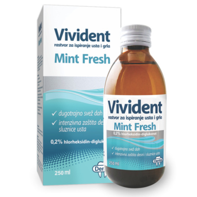 Vivident Mint fresh rastvor za ispiranje usta i grla 250ml Vivident Mint fresh rastvor za ispiranje usta i grla 250ml
